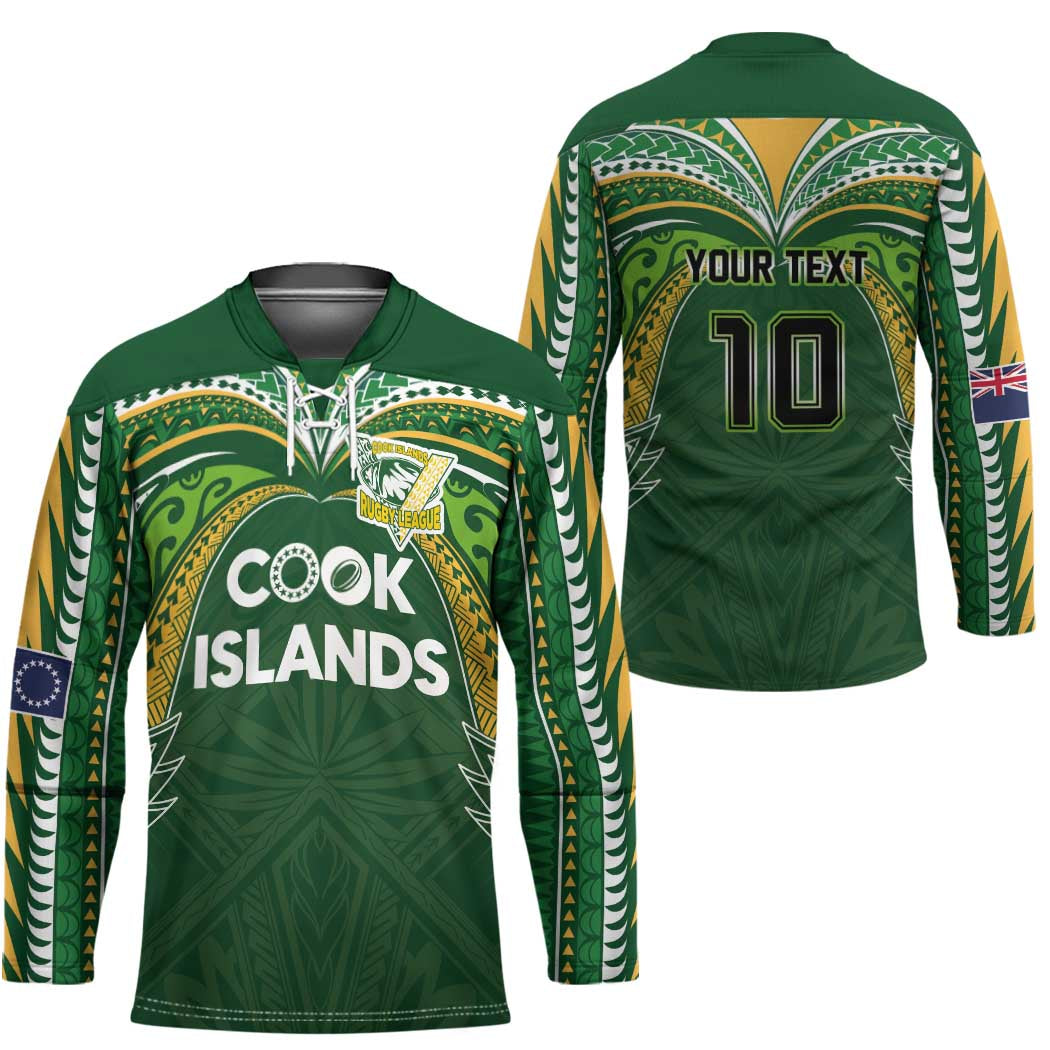 Custom Cook Islands Rugby League Hockey Jersey Tatau Tribal Motifs-Dark Green Color LT03 - Polynesian Pride