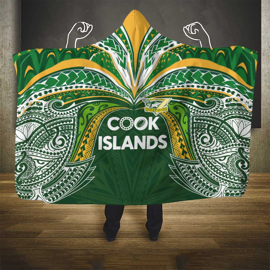 Cook Islands Rugby League Hooded Blanket Tatau Tribal Motifs-Dark Green Color LT03 - Polynesian Pride