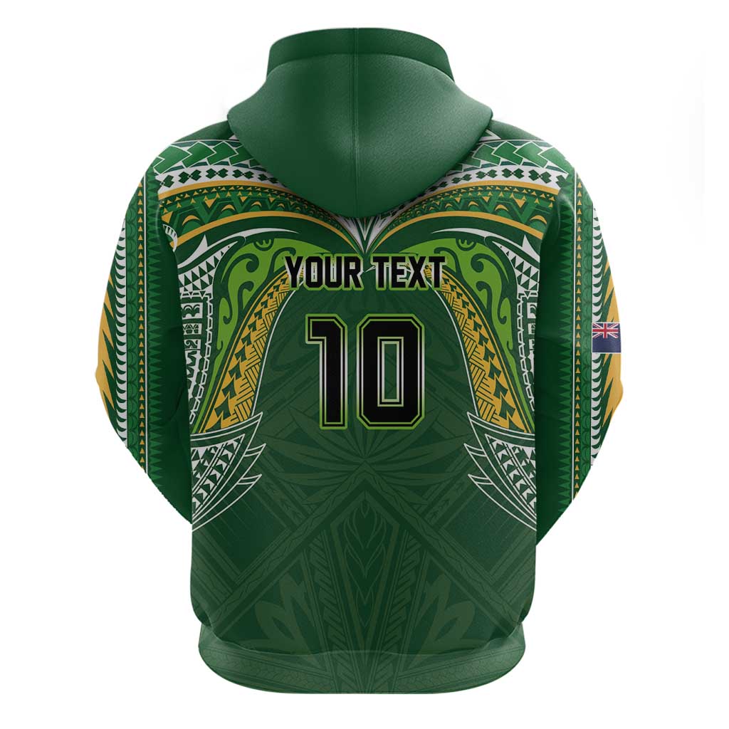 Custom Cook Islands Rugby League Hoodie Tatau Tribal Motifs-Dark Green Color LT03 - Polynesian Pride