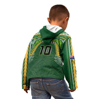 Custom Cook Islands Rugby League Kid Hoodie Tatau Tribal Motifs-Dark Green Color LT03 - Polynesian Pride
