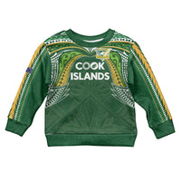Custom Cook Islands Rugby League Kid Ugly Christmas Sweater Tatau Tribal Motifs-Dark Green Color LT03 Kid Green - Polynesian Pride