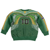 Custom Cook Islands Rugby League Kid Ugly Christmas Sweater Tatau Tribal Motifs-Dark Green Color LT03 - Polynesian Pride