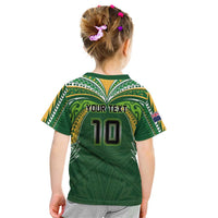 Custom Cook Islands Rugby League Kid T Shirt Tatau Tribal Motifs-Dark Green Color LT03 - Polynesian Pride
