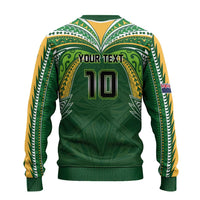 Custom Cook Islands Rugby League Ugly Christmas Sweater Tatau Tribal Motifs-Dark Green Color LT03 - Polynesian Pride