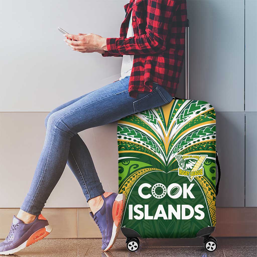 Cook Islands Rugby League Luggage Cover Tatau Tribal Motifs-Dark Green Color LT03 - Polynesian Pride