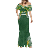 Custom Cook Islands Rugby League Mermaid Dress Tatau Tribal Motifs-Dark Green Color LT03 - Polynesian Pride