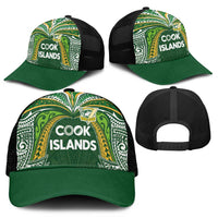 Cook Islands Rugby League Mesh Trucker Cap Tatau Tribal Motifs-Dark Green Color - Polynesian Pride