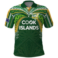 Custom Cook Islands Rugby League Polo Shirt Tatau Tribal Motifs-Dark Green Color LT03 Green - Polynesian Pride