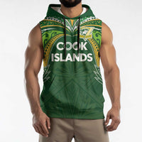 Custom Cook Islands Rugby League Sleeveless Hoodie Tatau Tribal Motifs-Dark Green Color LT03 - Polynesian Pride