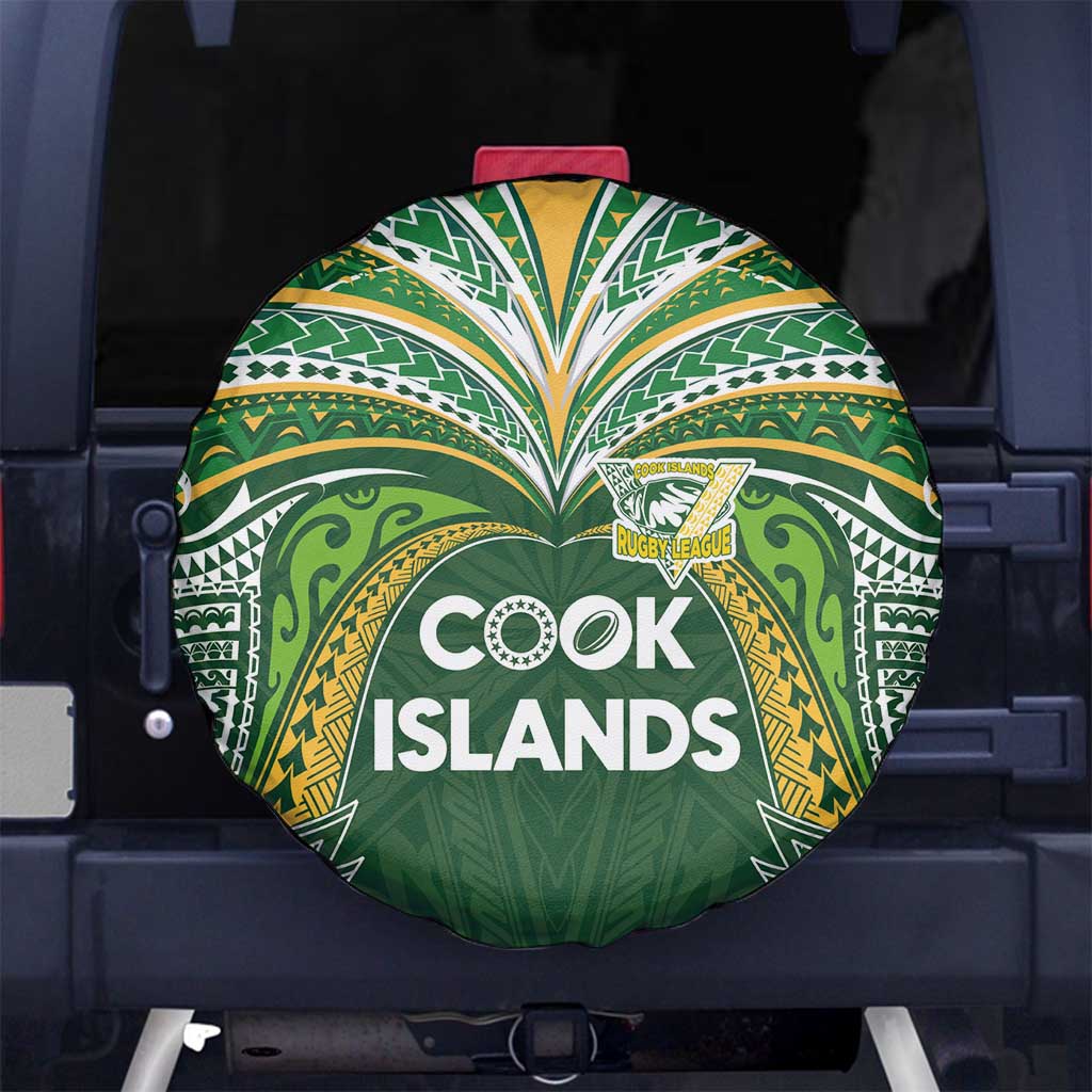 Cook Islands Rugby League Spare Tire Cover Tatau Tribal Motifs-Dark Green Color LT03 No hole Green - Polynesian Pride
