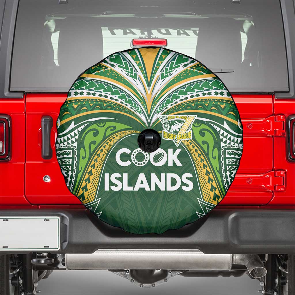 Cook Islands Rugby League Spare Tire Cover Tatau Tribal Motifs-Dark Green Color LT03 - Polynesian Pride