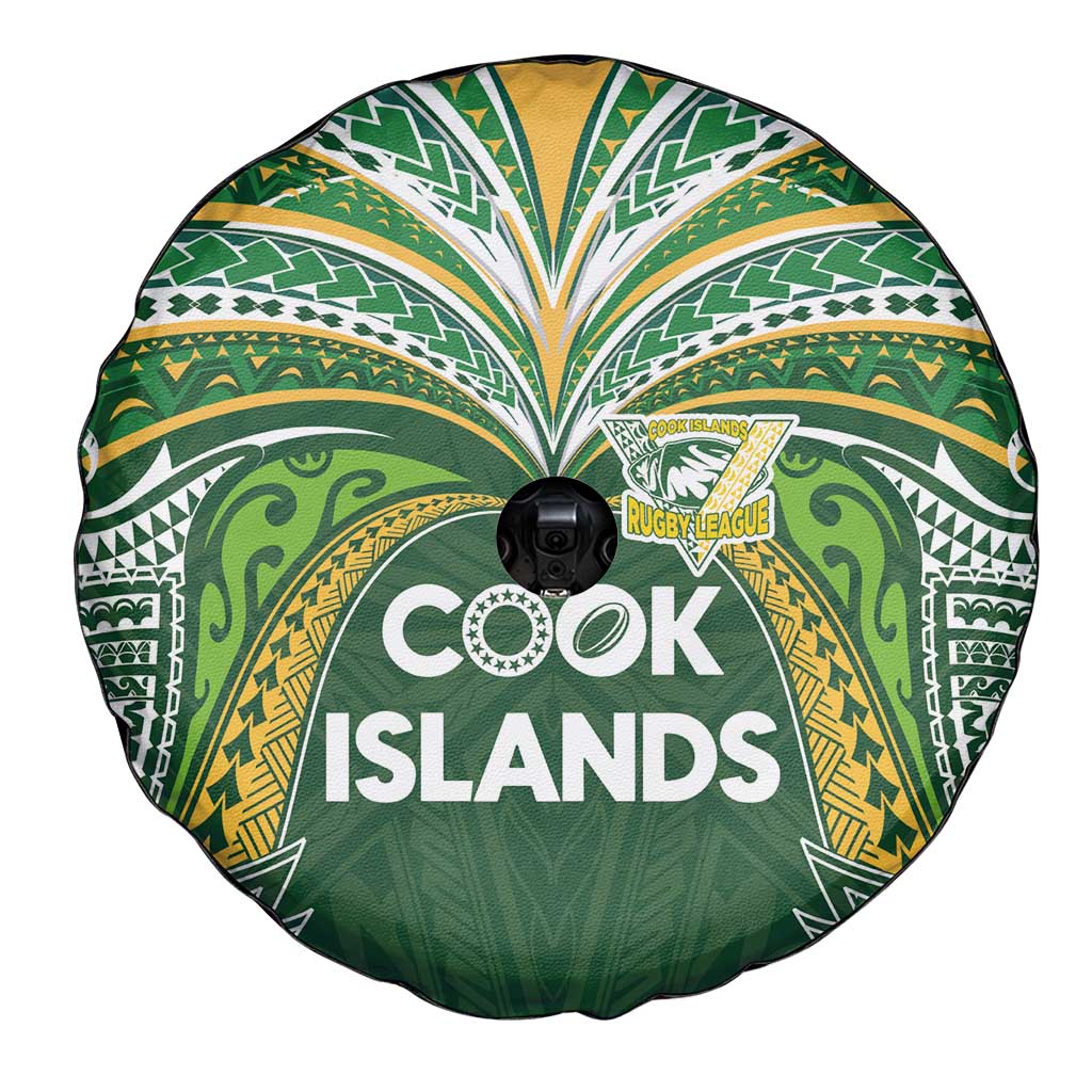 Cook Islands Rugby League Spare Tire Cover Tatau Tribal Motifs-Dark Green Color LT03 - Polynesian Pride