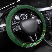 Cook Islands Rugby League Steering Wheel Cover Tatau Tribal Motifs-Dark Green Color LT03 Universal Fit Green - Polynesian Pride