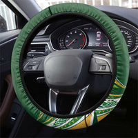 Cook Islands Rugby League Steering Wheel Cover Tatau Tribal Motifs-Dark Green Color LT03 - Polynesian Pride