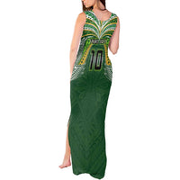 Custom Cook Islands Rugby League Tank Maxi Dress Tatau Tribal Motifs-Dark Green Color LT03 - Polynesian Pride