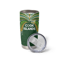 Custom Cook Islands Rugby League Tumbler Cup Tatau Tribal Motifs-Dark Green Color LT03 - Polynesian Pride