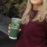 Custom Cook Islands Rugby League Tumbler Cup Tatau Tribal Motifs-Dark Green Color LT03 - Polynesian Pride