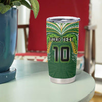 Custom Cook Islands Rugby League Tumbler Cup Tatau Tribal Motifs-Dark Green Color LT03 - Polynesian Pride