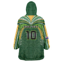 Custom Cook Islands Rugby League Wearable Blanket Hoodie Tatau Tribal Motifs-Dark Green Color LT03 - Polynesian Pride