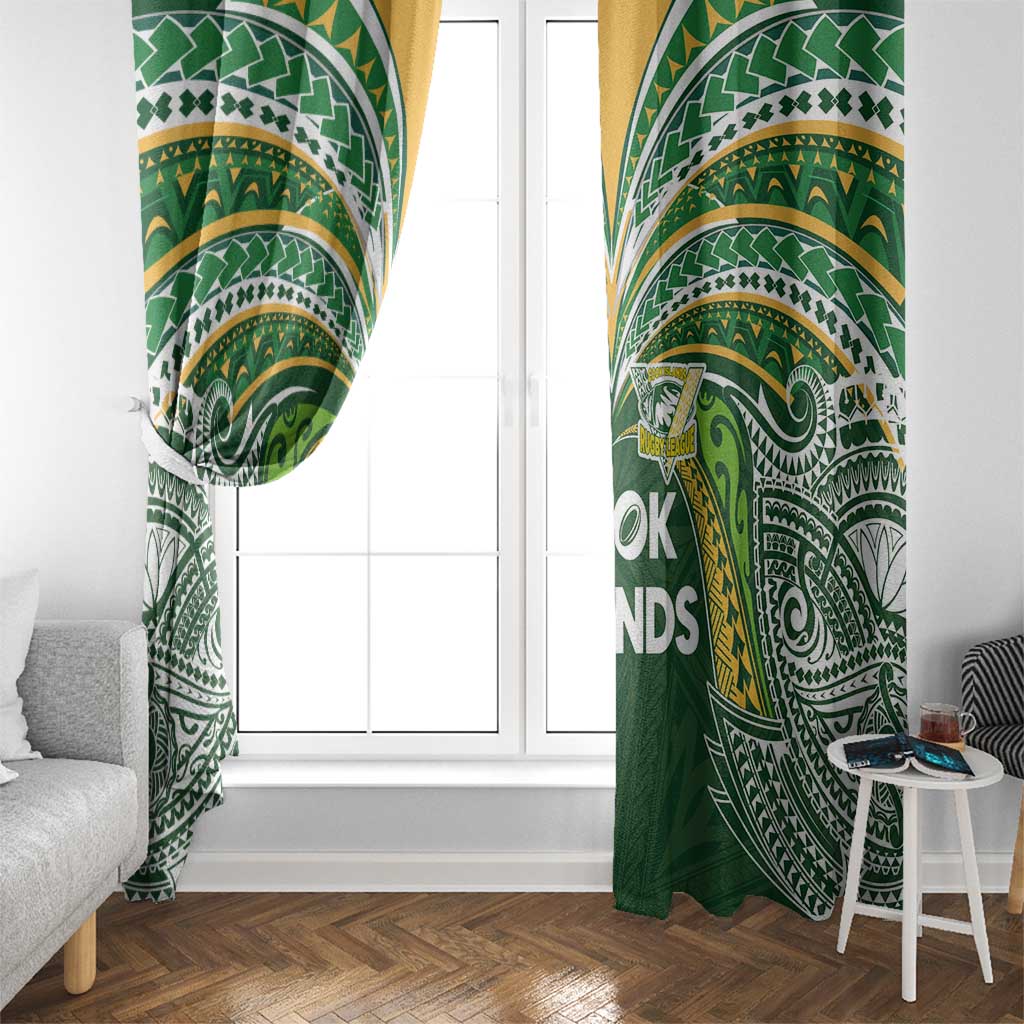 Cook Islands Rugby League Window Curtain Tatau Tribal Motifs-Dark Green Color LT03 - Polynesian Pride