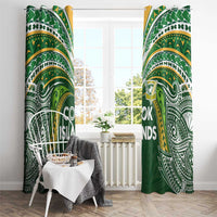 Cook Islands Rugby League Window Curtain Tatau Tribal Motifs-Dark Green Color LT03 - Polynesian Pride