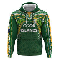 Custom Cook Islands Rugby League Zip Hoodie Tatau Tribal Motifs-Dark Green Color LT03 Pullover Hoodie Green - Polynesian Pride