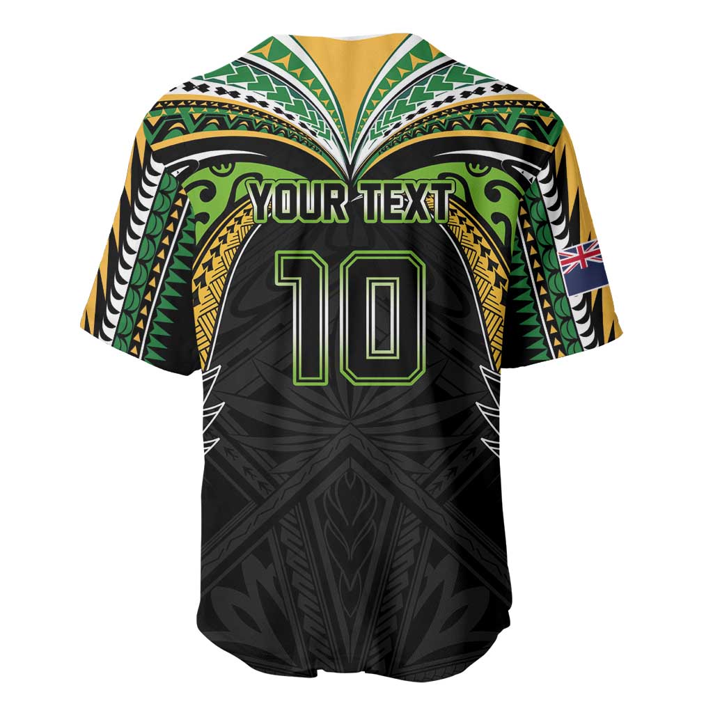 Custom Cook Islands Rugby League Baseball Jersey Tatau Tribal Motifs-Black Color - Polynesian Pride