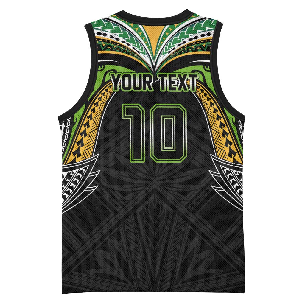 Custom Cook Islands Rugby League Basketball Jersey Tatau Tribal Motifs-Black Color - Polynesian Pride
