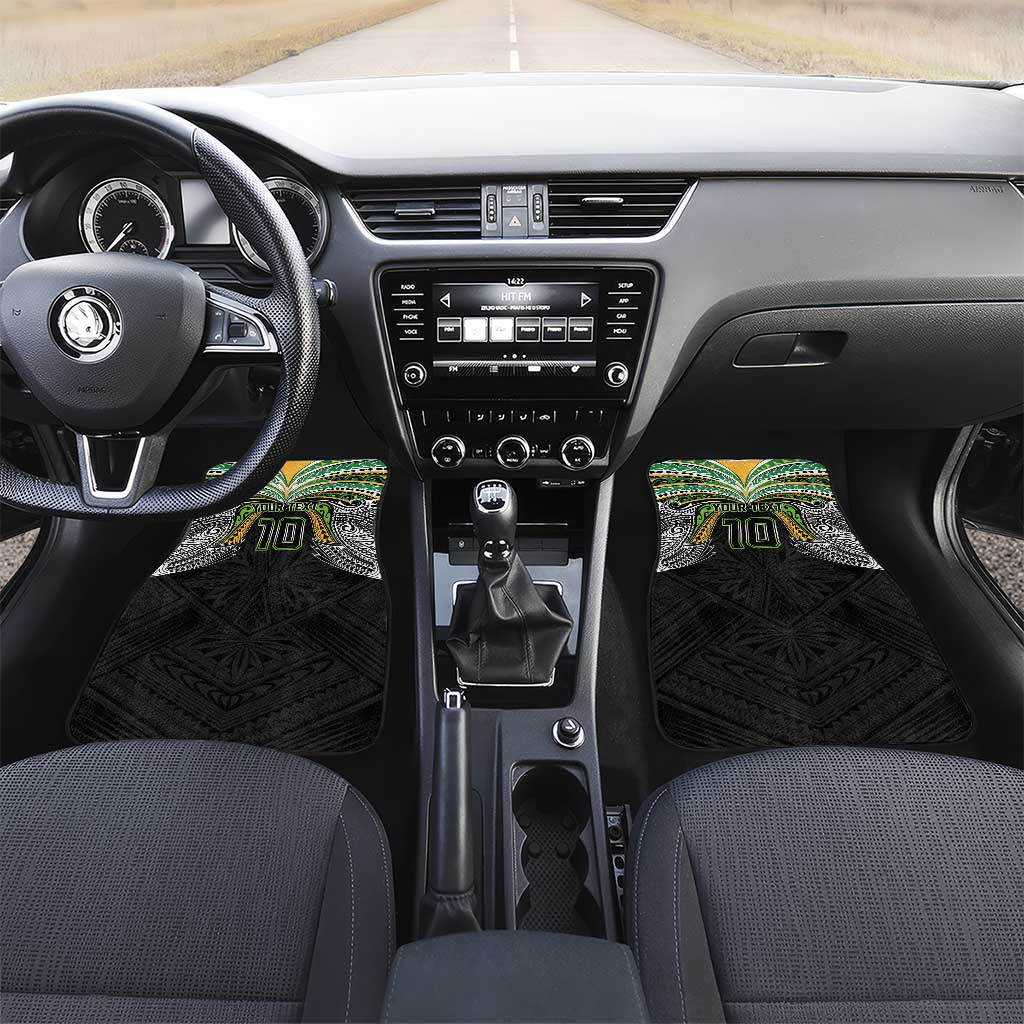 Custom Cook Islands Rugby League Car Mats Tatau Tribal Motifs-Black Color - Polynesian Pride