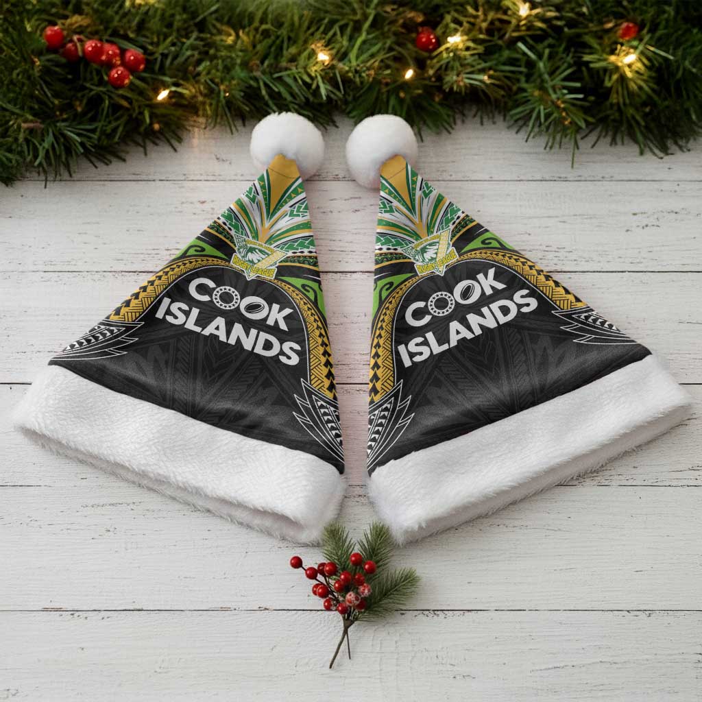 Cook Islands Rugby League Christmas Santa Hat Tatau Tribal Motifs-Black Color - Polynesian Pride