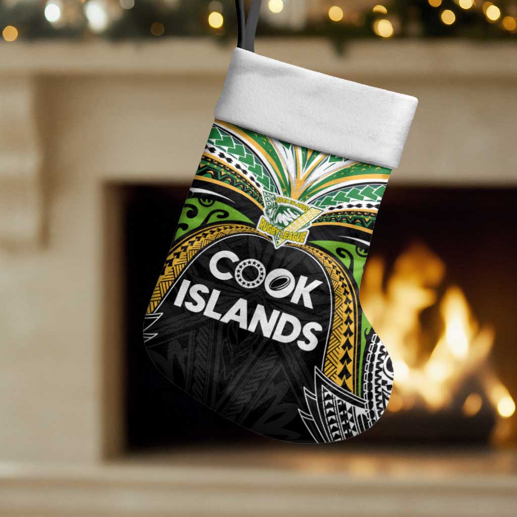 Cook Islands Rugby League Christmas Stocking Tatau Tribal Motifs-Black Color - Polynesian Pride