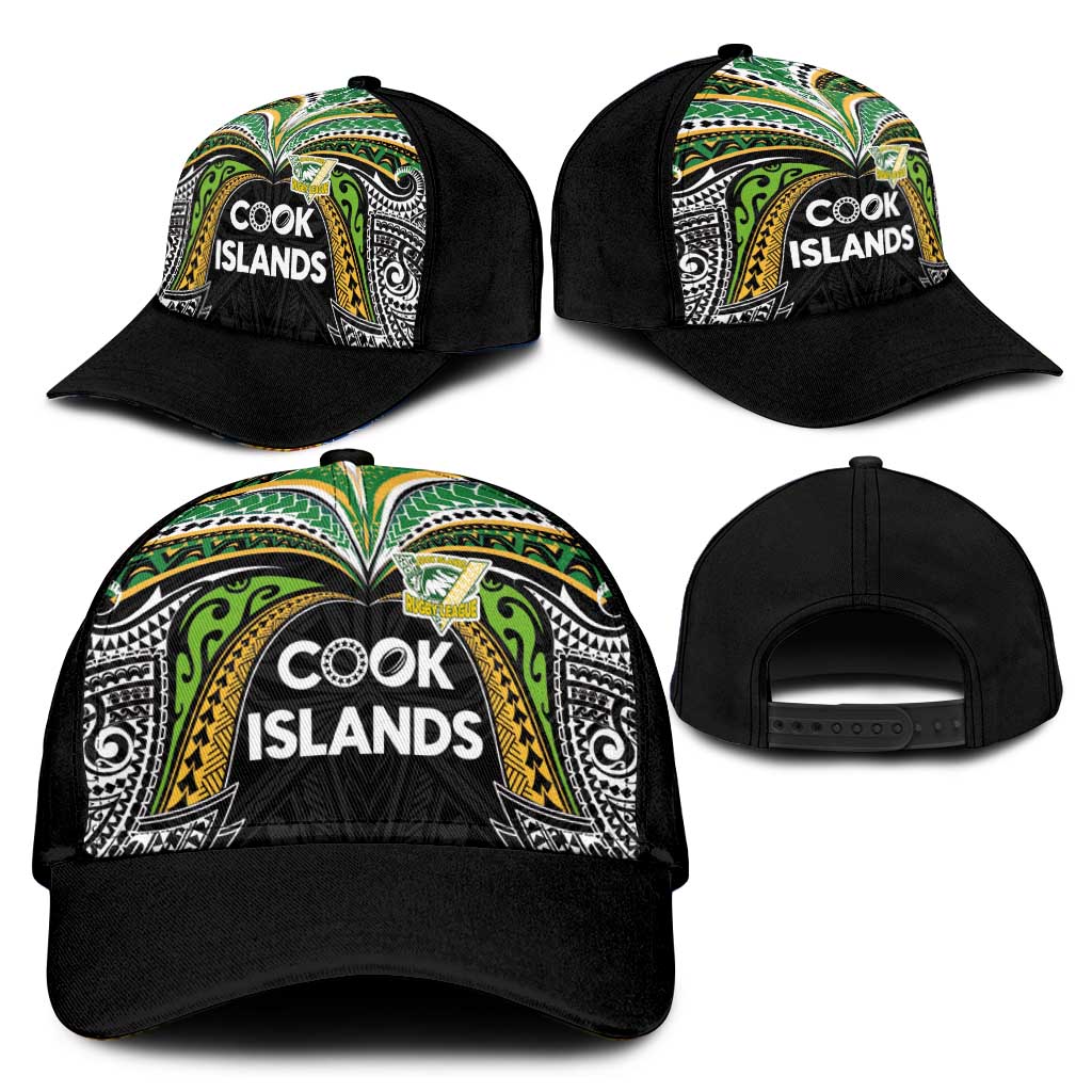 Cook Islands Rugby League Classic Cap Tatau Tribal Motifs-Black Color - Polynesian Pride