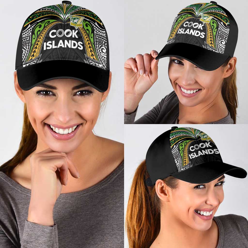 Cook Islands Rugby League Classic Cap Tatau Tribal Motifs-Black Color - Polynesian Pride