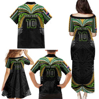 Custom Cook Islands Rugby League Family Matching Puletasi and Hawaiian Shirt Tatau Tribal Motifs-Black Color LT03 - Polynesian Pride