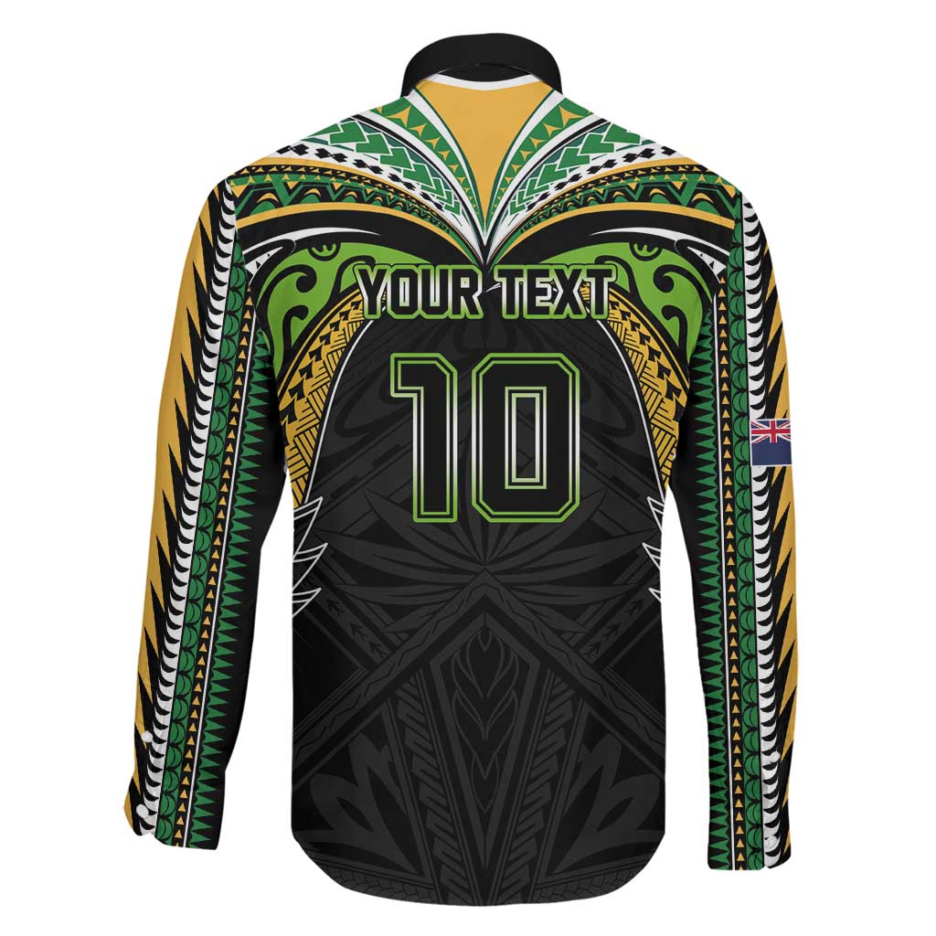 Custom Cook Islands Rugby League Family Matching Puletasi and Hawaiian Shirt Tatau Tribal Motifs-Black Color LT03 - Polynesian Pride