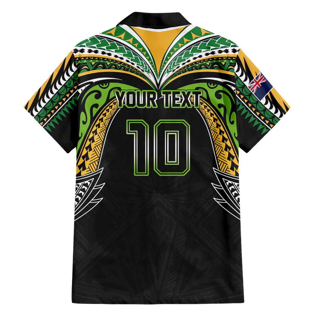 Custom Cook Islands Rugby League Family Matching Short Sleeve Bodycon Dress and Hawaiian Shirt Tatau Tribal Motifs-Black Color LT03 - Polynesian Pride