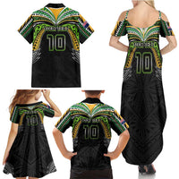 Custom Cook Islands Rugby League Family Matching Summer Maxi Dress and Hawaiian Shirt Tatau Tribal Motifs-Black Color LT03 - Polynesian Pride