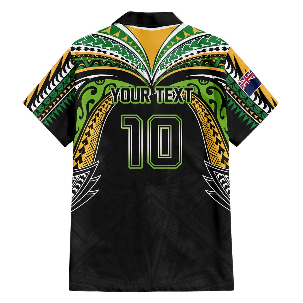 Custom Cook Islands Rugby League Hawaiian Shirt Tatau Tribal Motifs-Black Color - Polynesian Pride