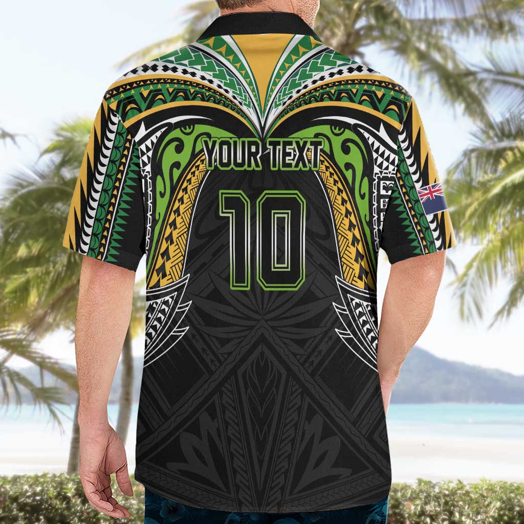 Custom Cook Islands Rugby League Hawaiian Shirt Tatau Tribal Motifs-Black Color - Polynesian Pride