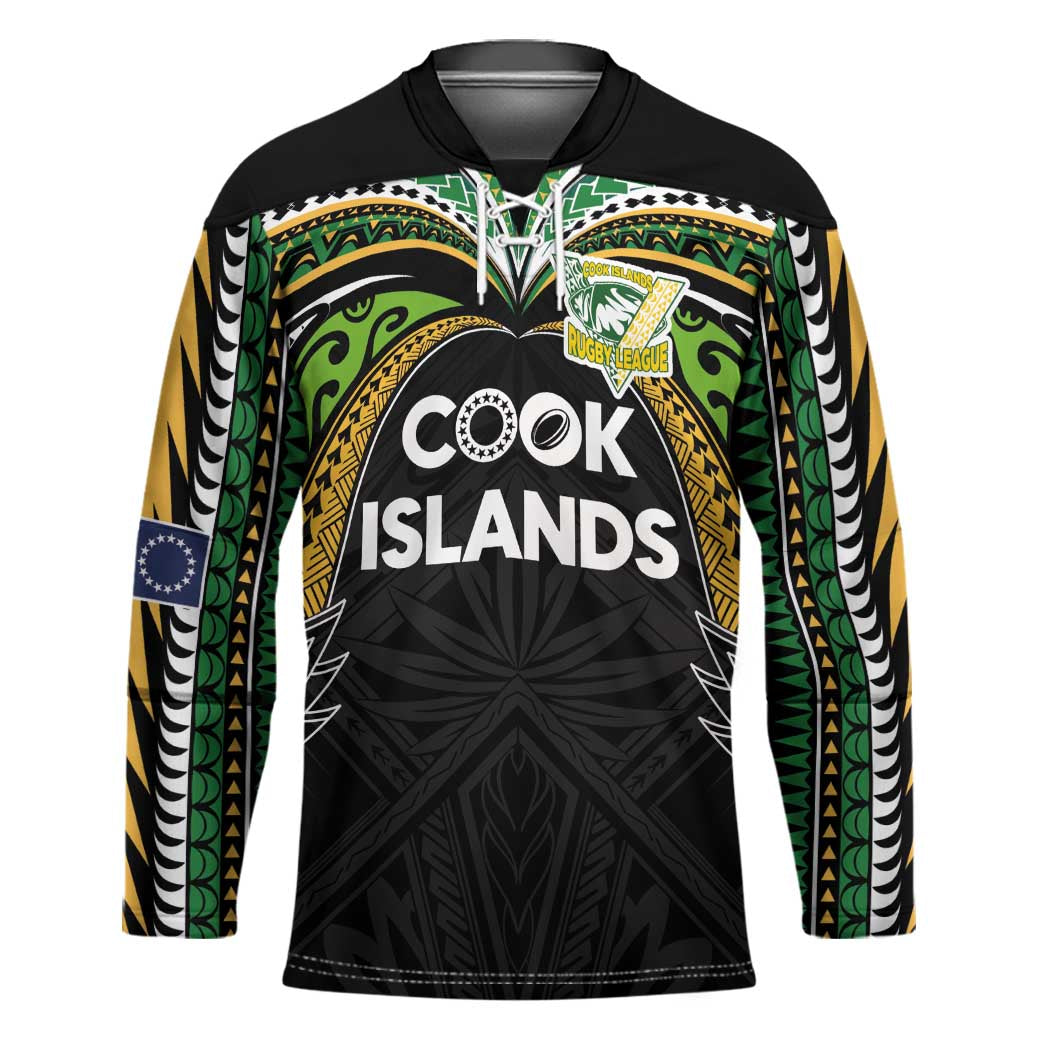 Custom Cook Islands Rugby League Hockey Jersey Tatau Tribal Motifs-Black Color - Polynesian Pride