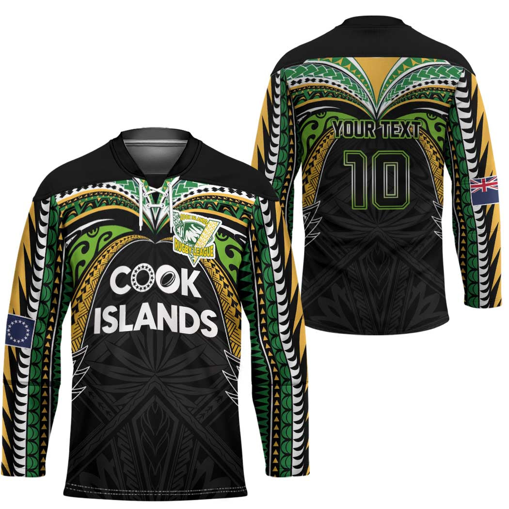 Custom Cook Islands Rugby League Hockey Jersey Tatau Tribal Motifs-Black Color - Polynesian Pride