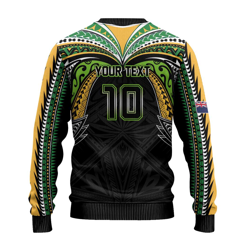 Custom Cook Islands Rugby League Ugly Christmas Sweater Tatau Tribal Motifs-Black Color LT03 - Polynesian Pride