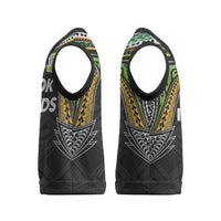 Custom Cook Islands Rugby League Christmas Knitted V-Neck Vest Tatau Tribal Motifs-Black Color LT03 - Polynesian Pride