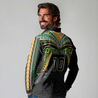Custom Cook Islands Rugby League Long Sleeve Polo Shirt Tatau Tribal Motifs-Black Color LT03 - Polynesian Pride