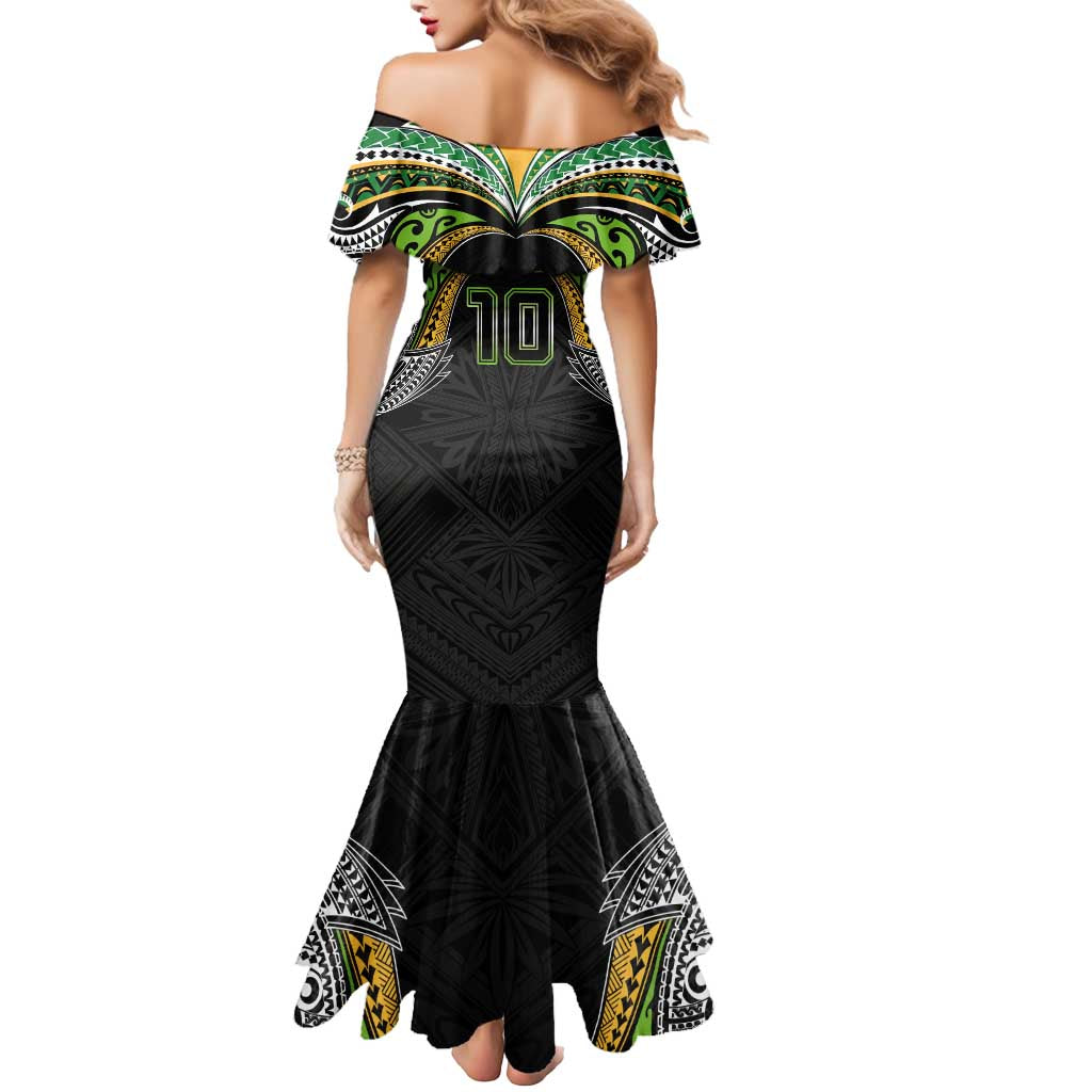 Custom Cook Islands Rugby League Mermaid Dress Tatau Tribal Motifs-Black Color LT03 - Polynesian Pride