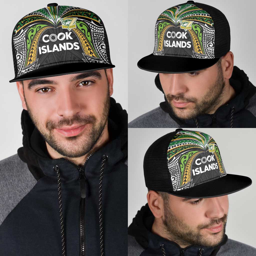 Cook Islands Rugby League Mesh Trucker Cap Tatau Tribal Motifs-Black Color - Polynesian Pride