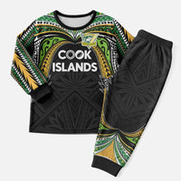 Custom Cook Islands Rugby League Christmas Pajama Set Tatau Tribal Motifs-Black Color LT03 Men Black - Polynesian Pride