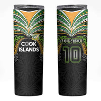 Custom Cook Islands Rugby League Skinny Tumbler Tatau Tribal Motifs-Black Color LT03 Black - Polynesian Pride