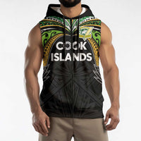 Custom Cook Islands Rugby League Sleeveless Zip Hoodie Tatau Tribal Motifs-Black Color LT03 - Polynesian Pride