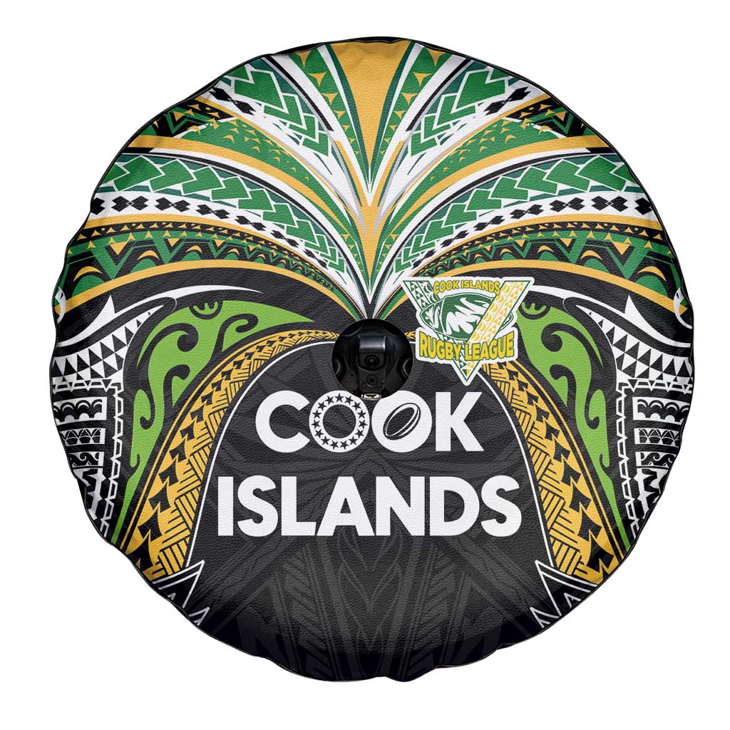 Cook Islands Rugby League Spare Tire Cover Tatau Tribal Motifs-Black Color LT03 - Polynesian Pride